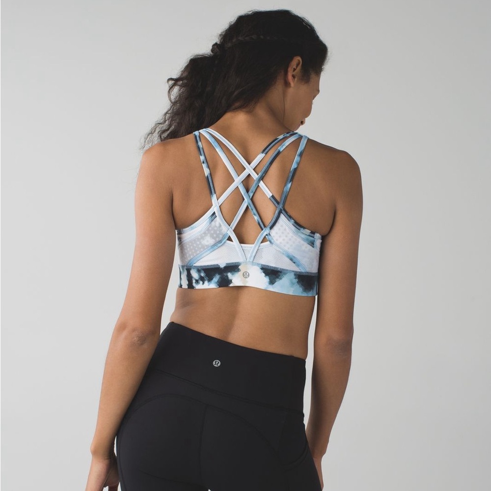 Lululemon Strappy Blue Tie Dye Sports Bra Sz 6